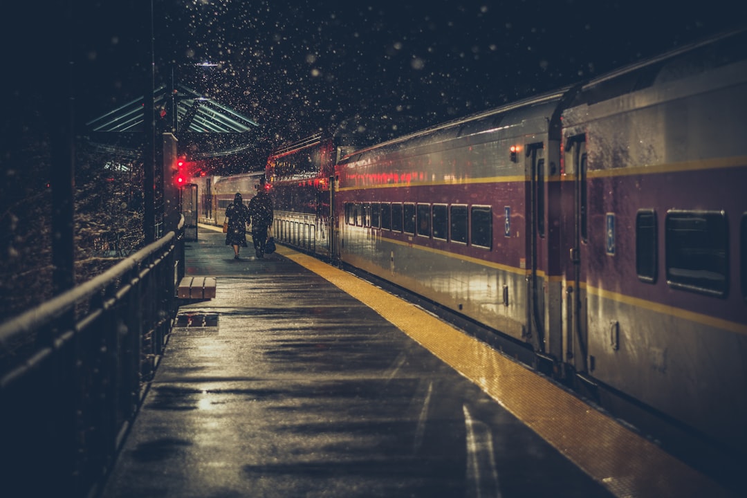 Waiting at the Train Station on a Rainy Day, The Sound of Footsteps Echoing on the Wet Pavement