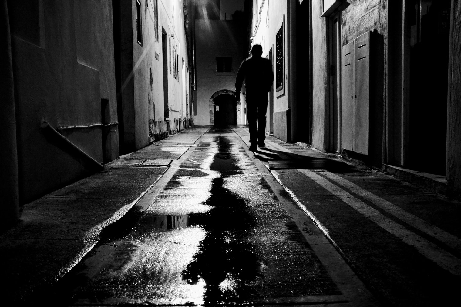 Walking Through a Forgotten Alley on a Rainy Night