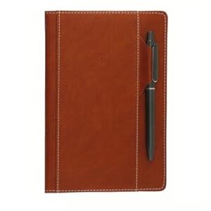 Premium Notebook with Pen and Pen Holder Clip, Card Pockets, 240 Pages, College Ruled, 80GSM, Suitable for Work, Study, Diary and Other Scenarios, Suitable for Both Men and Women (brown)