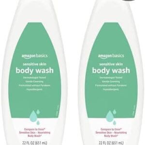 Amazon Basics Body Wash for Sensitive Skin, Hypoallergenic, Unscented, 22 fl oz (Pack of 2)