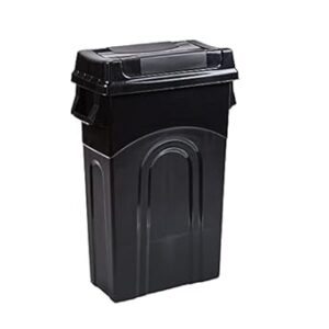 United Solutions Highboy Waste Container with Swing Lid, 23 Gallon, Space Saving Slim Profile and Easy Bag Removal, Handles for Easy Carrying, Indoor/Outdoor Use, Black, 1-Pack.