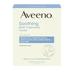 Aveeno Fragrance-Free Soothing Bath Treatment & Soak for Soothing Relief, 100% Natural Colloidal Oatmeal, Relieves Itchy, Irritated Skin Due to Eczema, FSA/HSA, 8 Single-Use Bath Packets