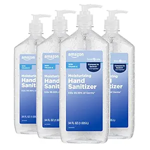 Amazon Basic Care - Original Hand Sanitizer 62%, 34 fl oz (Pack of 4)
