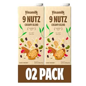 Vinamilk 9 Nutz Creamy Blend | Pack 2 | Oat Almond Walnut + Whole Soy Beans, Plant Based Milk, 33.8 Fl Oz Each, Light Sweet, Shelf Stable - Lactose Free, Dairy Free, Glyphosate Free