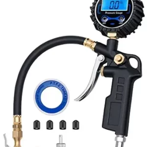 AstroAI Digital Tire Pressure Gauge with Inflator, 3-250 PSI Air Chuck & Compressor Accessories Heavy Duty with Quick Connect Coupler, 0.1 Display Resolution, 1pack