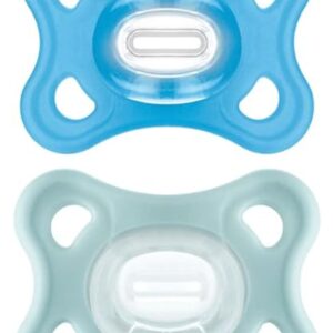 MAM Comfort Baby Pacifiers, Lightweight One-Piece Full Silicone Binky for Newborns 3-12 Months, BPA-Free, Easy to Clean Pacifier, Best for Breastfed Babies, with Sterilizer Case, 2 Count Binkies