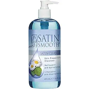 SATIN SMOOTH Pre Wax Cleanser - Antiseptic Formula for Pre Wax Hair Removal Skin Prep, Deep Cleansing & Irritation-Free Waxing, AfterWax Care, 16 oz