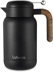 Aura Thermal Coffee Carafe - Vacuum Insulated Stainless Steel Tea Pot & Water Pitcher, Keeps Drinks Hot or Cold, BPA-Free, Beverage Dispenser Thermos - 51 oz Black