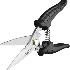 stedi Scissors Heavy Duty, Multi-Purpose Shears with Finely Serrated High Carbon Stainless Steel Blades -Easy Cutting Electrical Cable Notch, Insulation, Non-Slip Comfortable Handle, Soft Cable