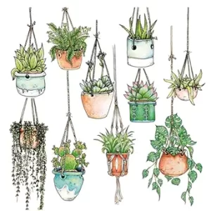 10 x Original Design Hanging Plant Laptop Stickers - Cute Laptop Stickers for Women - MacBook Decal Floral