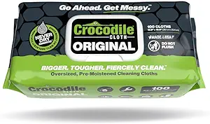 Crocodile Cloth Original Cleaning Wipes – 100 (15” x 10”) Hand & Tool Industrial Cleaning Wipes – Large Multi-Surface Cleaning Cloths, Water-Based Solution with Extreme Cleaning Power — Safe on Skin