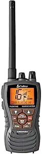 Cobra MR HH350 FLT Handheld Floating VHF Marine Radio - 6 Watt, Submersible, Noise Cancelling Mic, Backlit LCD Display, NOAA Weather, and Memory Scan, Grey