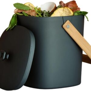 Bamboozle Countertop Compost Bin Kitchen | 1 Gallon | Odorless Composting Bin with Filters | Indoor Compost Bin with Lid | Plant Based Kitchen Composter for Food Scraps & Waste Recycling | Graphite