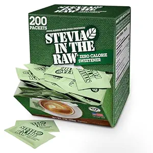 Stevia In The Raw Stevia Sweetener Packets, 200 Ct Box, Zero Calorie Stevia Sugar Substitute Packets, No Erythritol or Artificial Flavors, Vegan, Gluten Free, Kosher, Low Glycemic Index