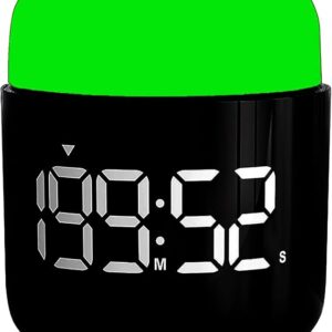 Table Twist Timer, Large LED Display Stopwatch, Silent & Loud Alarm, 199 Minute Countdown & Up, Vintage Night Light, for Kitchen Cooking Meeting Teacher Classroom Office Yoga Fitness Games (Green)