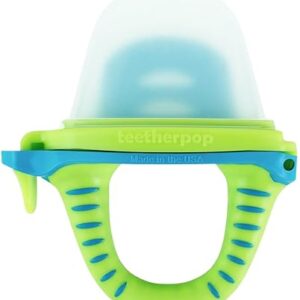 Teetherpop Fillable Silicone Teether for Babies – Breastmilk Popsicle Molds for Teething with Spill-Proof Sippy Slits – Freezable Baby Teethers for Liquids & Purées - Cooling Teething Relief LimonTeal