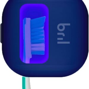 Bril UV-C Toothbrush Sanitizer and Holder, Portable Cleaner, Travel Cover, Magnetic Holder, and Rechargeable Case for Any Size Toothbrush, Navy