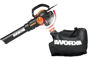 WORX WG512 12 Amp Trivac, 3 in 1 Electric Leaf Blower, Leaf Vacuum & Leaf Mulcher for Lawn Care