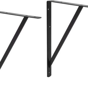 Amazon Basics 10 Pack L20 x H 13" Black Heavy Duty Shelf Brackets with Screws, Metal Shelf Brackets, Strong Steel