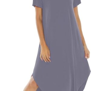NACHILA Nightgowns for Women-Viscose Made from Bamboo, V Neck Sleepshirts Short Sleeve Sleepwear Cool Nightshirt
