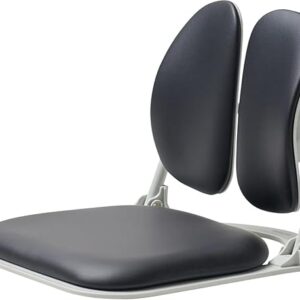 Made in Korea Dual-Backrests Ergonomic Floor Chair With Back Support - Meditation, Gaming, Reading Chair for Adults, Foldable (Black Leather)