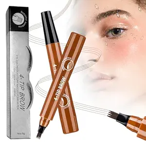 2025 Premium Magic Eyebrow Contouring Pencil, Waterproof Microblading Eyebrow Pencils for Women, 4 Tipped Precise Medium Brown Black Eye Brow Pen for Natural Makeup (Light Brown)