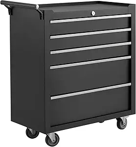 Rolling Tool Chest, 5 Drawers Tool Storage Cabinet, Toolbox with Wheels, Portable Tool Cabinet Organizer with Locking System & Drawer Liners, Tool Storage Cart for Garage, Workshop