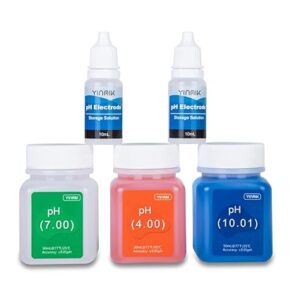 pH Meter Calibration Solution Kit(4.00,7.00&10.01) with pH Electrode Storage Solution Kit,3 Bottles pH Calibration Buffer Solution and 2 bottels KCL pH Probe Solution for pH Meters