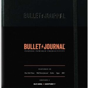 LEUCHTTURM1917 The Official Bullet Journal Edition 2 - Notebook Built for BuJo, Medium A5 204 Pages of 120gsm Paper, with Bujo Pocket Guide (Black)