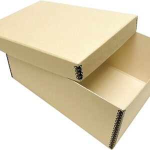 Lineco Photo Card Box, Museum-Quality Archival Storage, Acid-Free with Removable Lid, Bulk Storage for Negatives, Prints, Films, Photos, Snapshot, 5x8x12 Inches, Tan