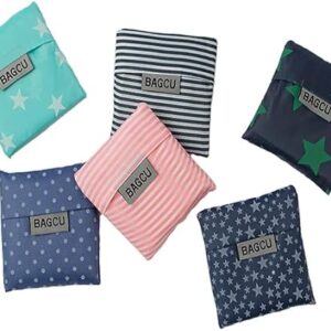 Cloth Tote Bags, Reusable, Foldable, Recycle for Shopping, Fits in Pocket, Eco Friendly for Groceries, Water Resistant, Lightweight, Strong & Durable Large (6Pack)