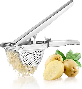 Upgraded Potato Ricer Stainless Steel, Heavy-Duty Potato Masher with Multi-Hole Design, Ricer for Mashed Potatoes, Baby Food, and More - Ideal Kitchen Tool for Effortless, Smooth Purees