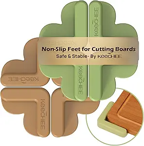 2PCS Silicone Non-Slip Feet for Cutting board, Preventing Cutting Injuries in the Kitchen Chopping Boards Feet for Kitchen Safe, Warm Gifts for Kitchen & Home Protector (Green and Brown)