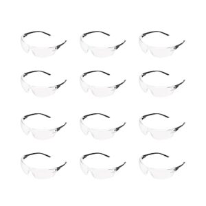 Amazon Basics Safety Glasses, Anti-Fog, 12 pack, Clear/Black (Previously AmazonCommercial brand)