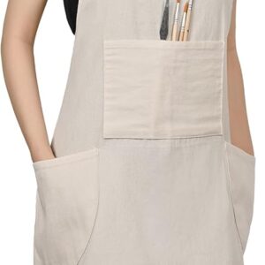 KEVIN&SASA CRAFTS Painting Apron for Men and Women, Professional for Acrylic, Oil and Watercolor Painting, With 3 Pockets, Adjustable Cotton Canvas Bib Apron