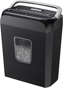 Bonsaii Paper Shredder for Home Use, 3.4 Gal Wastebasket, 6 Sheet Crosscut Paper Credit Cards, Staples, and Clips Shredder for Home Office Use, Portable Handle Design (C237-B New Version)