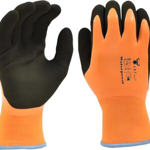 G & F Products Waterproof cold weather Double Coated Windproof HPT Plam and Fingers Acrylic Terry inner