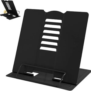 Metal Book Stand - Adjustable Book Holder for Reading (Full Black)