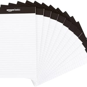 Amazon Basics Narrow Ruled Lined Writing Note Pad, 5 inch x 8 inch, White, 12 Count (12 Pack of 50 pages)