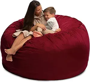 ULTIMATE SACK 6000 Bean Bag Chair, Giant Family Lounger, 6 ft, Burgundy Suede - Oversized Beanbag Sofa or Couch Bed for Adults for Gaming, Reading & Lounging, Machine Washable Cover