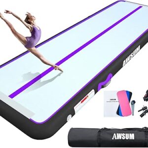 AWSUM Inflatable Air Gymnastics Mat 10ft/13ft/16ft/20ft/23ft Training mat 4/8 inches Thick tumbling mat with Electric Pump for Home/Gym/Outdoor