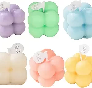 6-in-1 Mini Soy Wax Candles Gift Set – Eco-Friendly Aromatherapy, Lavender/Peach/Sea Salt Scents, Bubble Shaped Decorative Candlestick，Premium Scented Candles for Relaxation/Meditation for Home