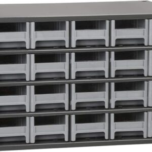 Akro-Mils Steel Garage Storage Cabinet, Small Parts Organizer Metal Cabinet for Hardware, Nails, Screws, Bolts, Nuts, and More, 17" W x 11" D x 11" H, 20-Drawer, Gray Cabinet/Gray Drawers (19320)