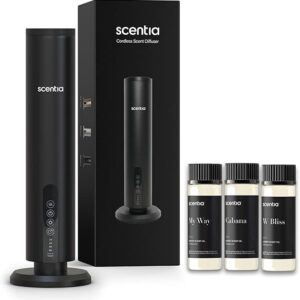 Max Diffuser for Home – Waterless Scent Diffuser with Wireless Control & Programmable Settings | Covers 1500 Sq Ft | Cold-Air Technology | Black | Hotel Oils Included