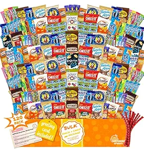 Snack Box Care Package (120 Count) Father's Day Variety Snacks candy Gift Box - College Students,Back to school Military, Work or Home - Chips Cookies & Candy! Sweet Choice