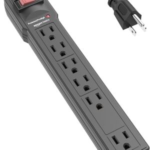 Amazon Basics Surge Protector Power Strip, 6-Outlet, 790 Joules, LED Indicator, 6ft Extension Cord, Black