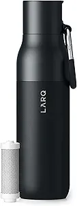 LARQ Bottle Filtered - Insulated Stainless Steel Water Bottle BPA Free with Nano Zero technology and long-lasting filters, Obsidian Black, 17oz