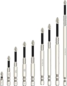 High Magnetic Screwdriver Drill Bit Set, 2025 Upgraded Anti Slip Magnetic Electric Screwdriver Set, S2 Alloy Steel Non Slip Strong Magnetic Screwdriver Bits for Impact Driver and Hand Drill (9 Pcs)