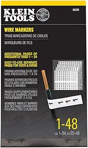 Klein Tools 56250 Wire Marker Book for Cable Management, Electric Panel Organization Wire Label Stickers, Numbered 1-48