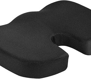 Amazon Basics Comfortable Seat Cushion for Office Chairs, Enhanced Memory Foam, Black